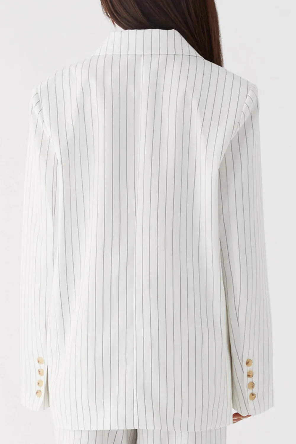 Pinstripe Oversized Blazer - White Pinstripe