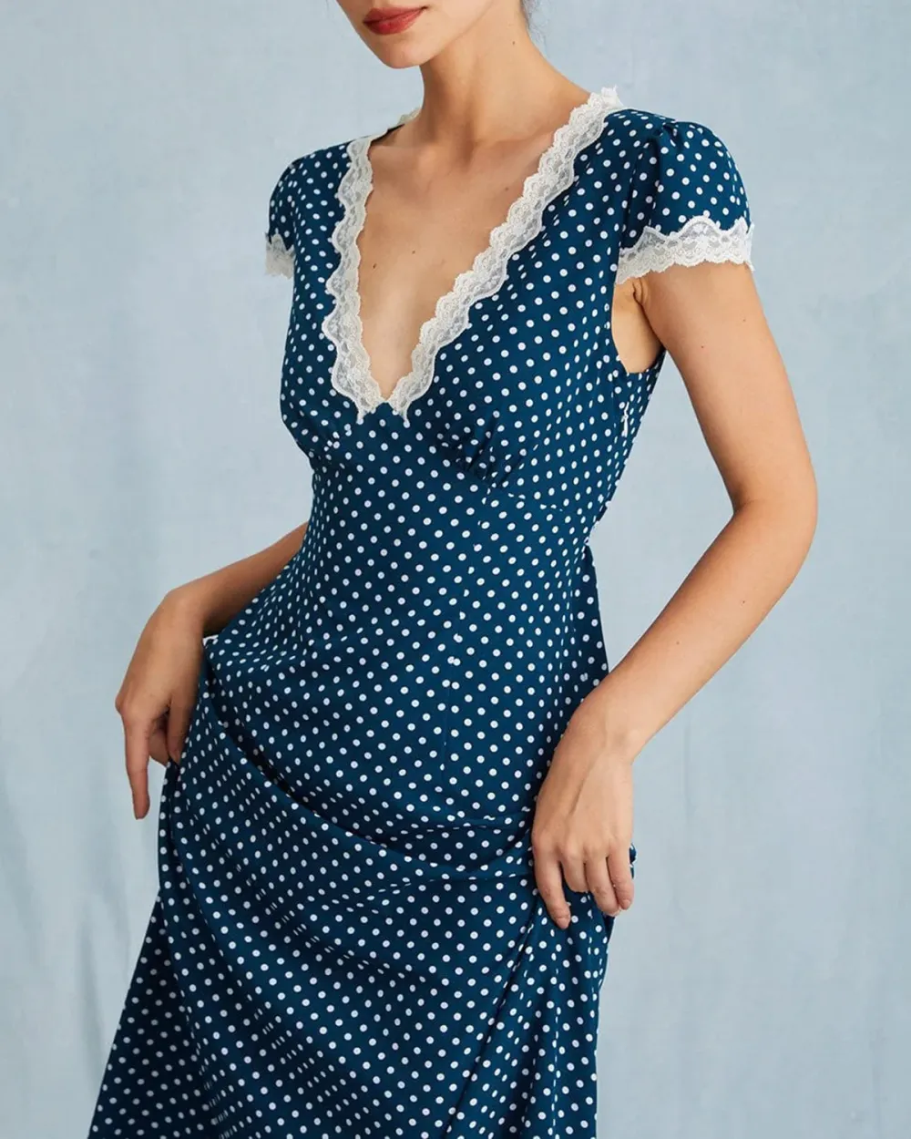 Polyester Satin Blue Dress