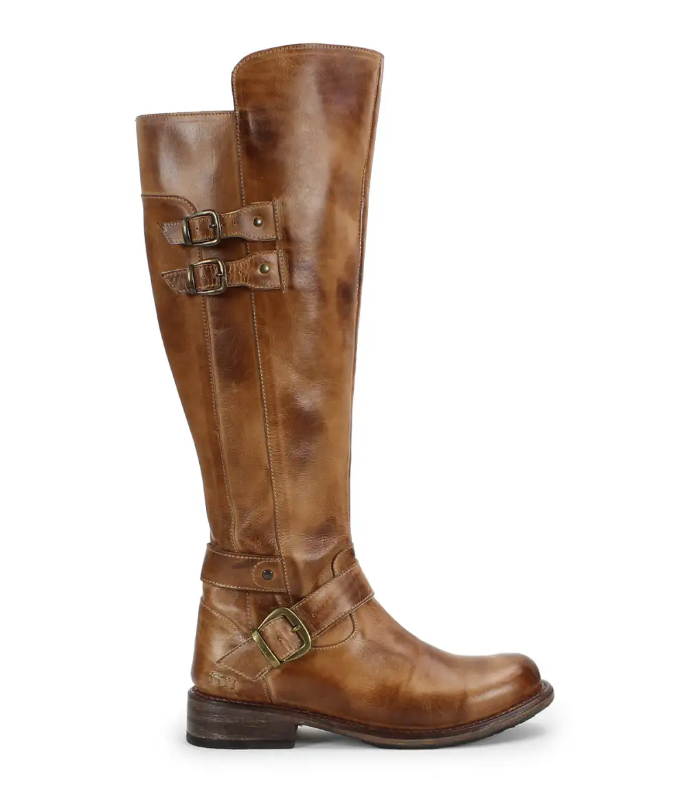Equestrian Round Toe Leather Rugged Knee High Boots
