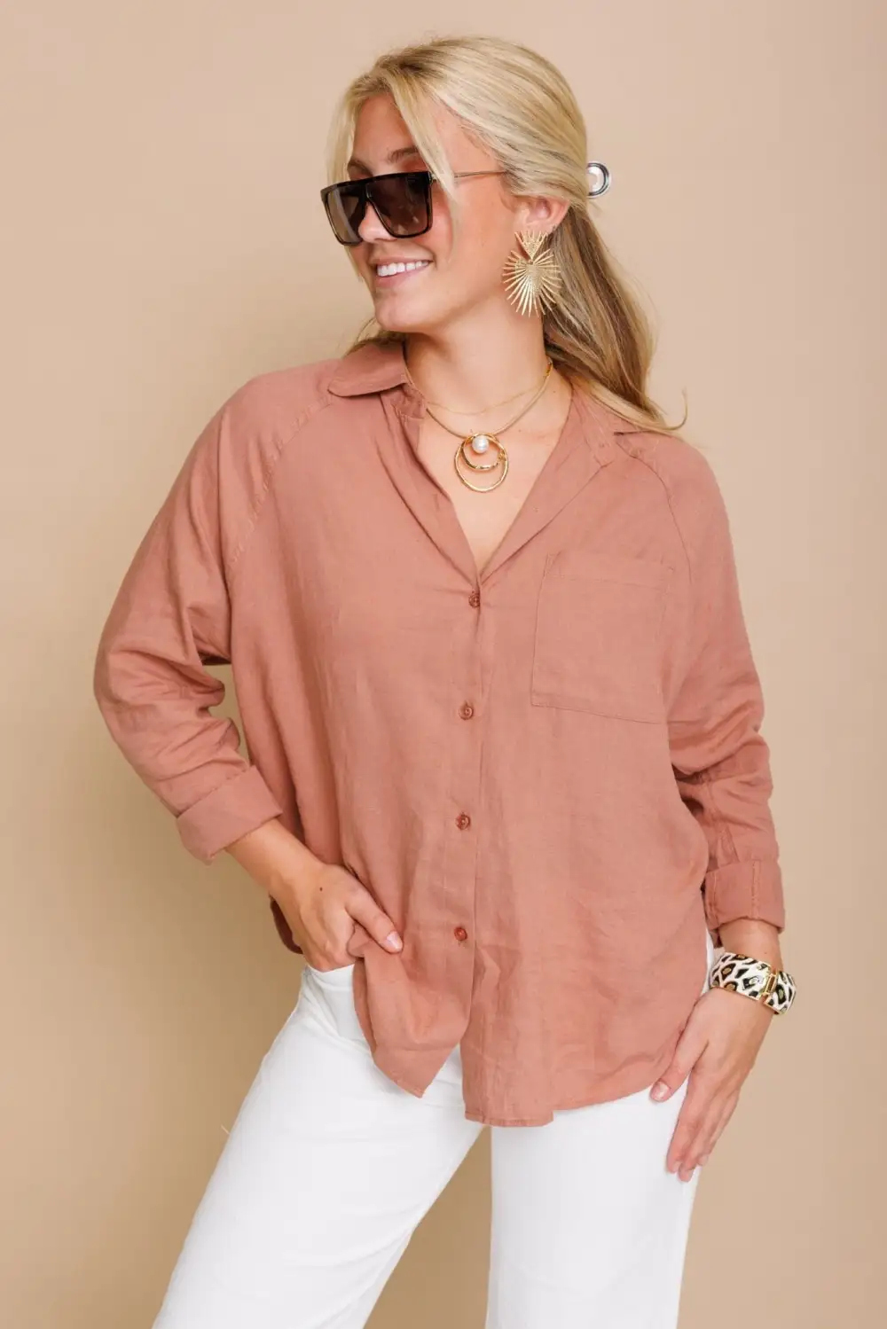 Z Supply: The Perfect Linen Top, MOCHA MOUSSE