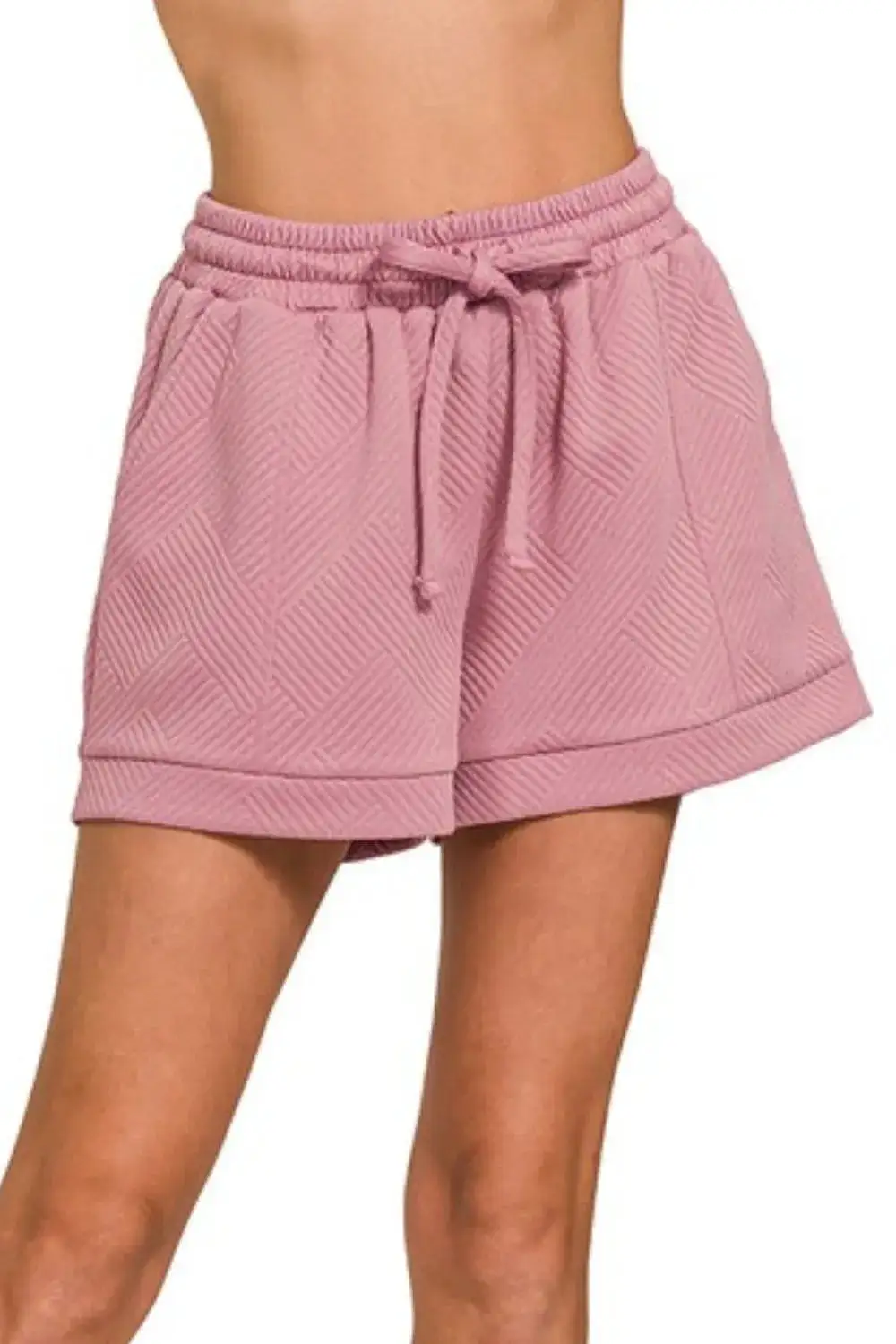 Modern Textured Knit Jacquard Drawstring Shorts