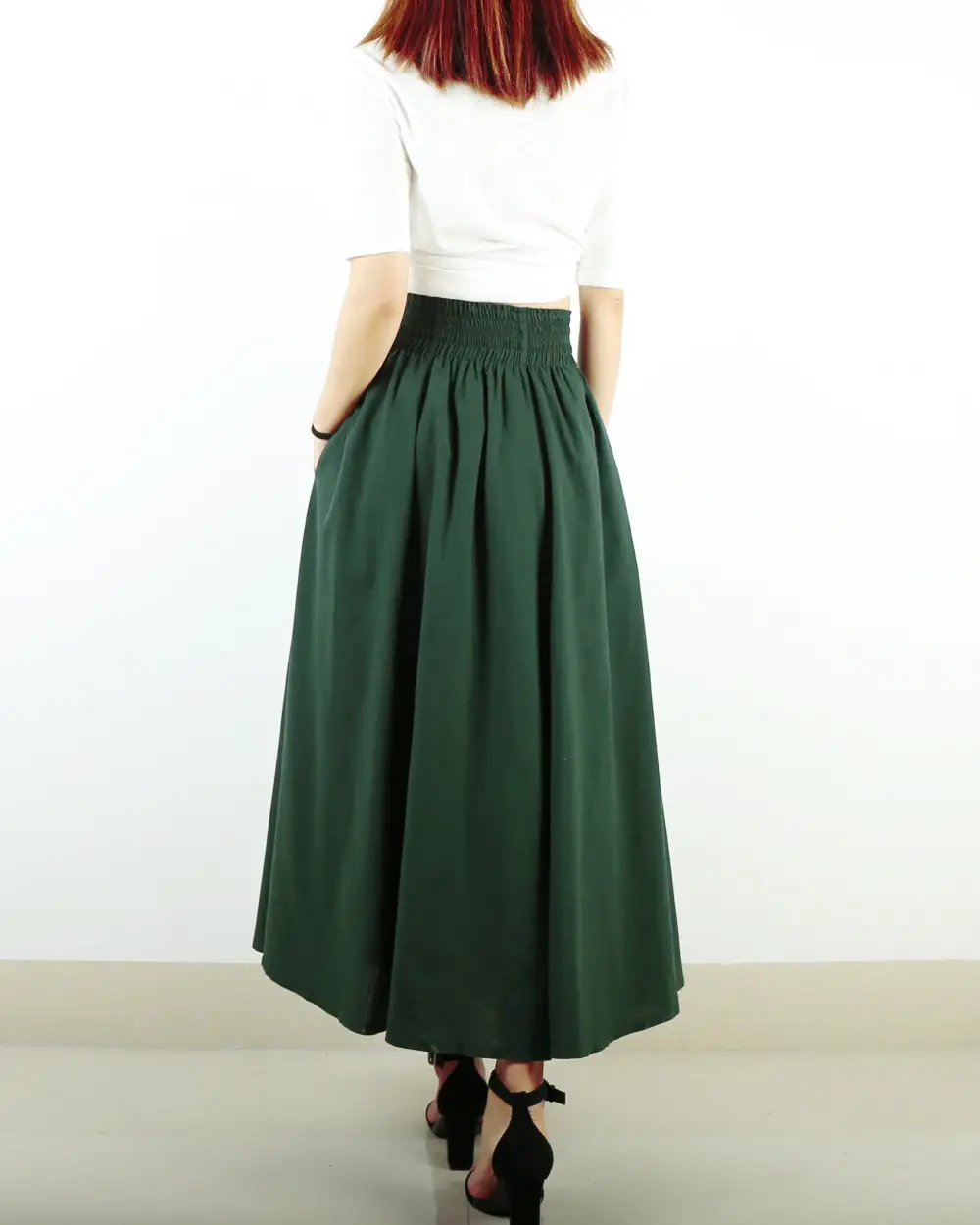 Everyday Pocketed Linen Flared Maxi Skirt