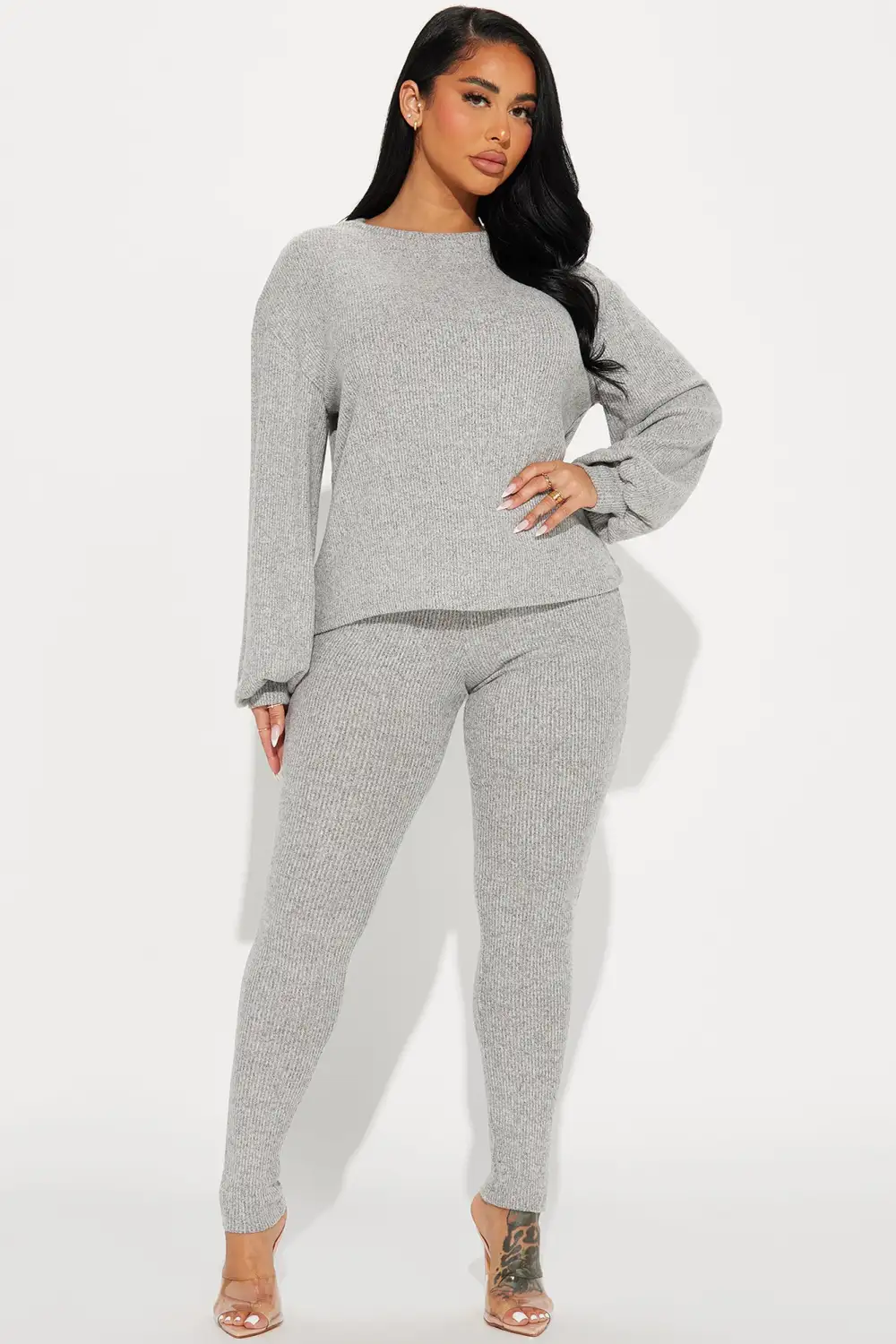 Comfy N Cozy Legging Set - Heather Grey