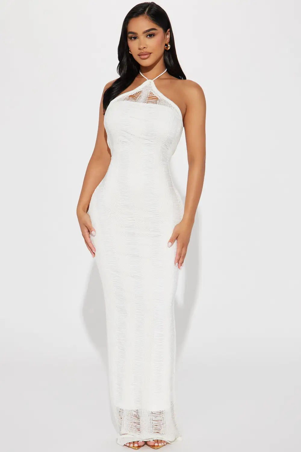 Demi Crochet Maxi Dress - White