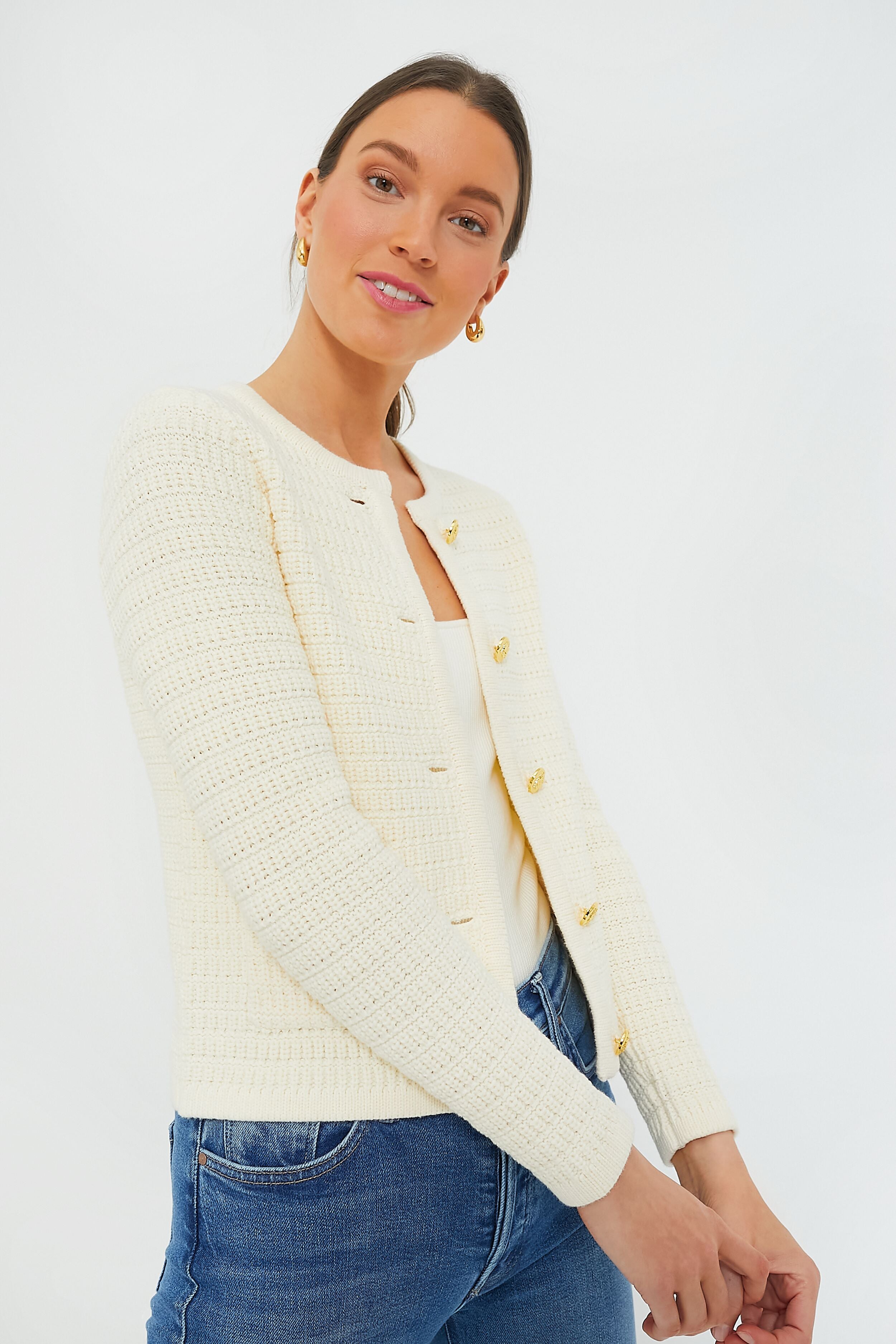 Cream Woven Maybourne Cardigan