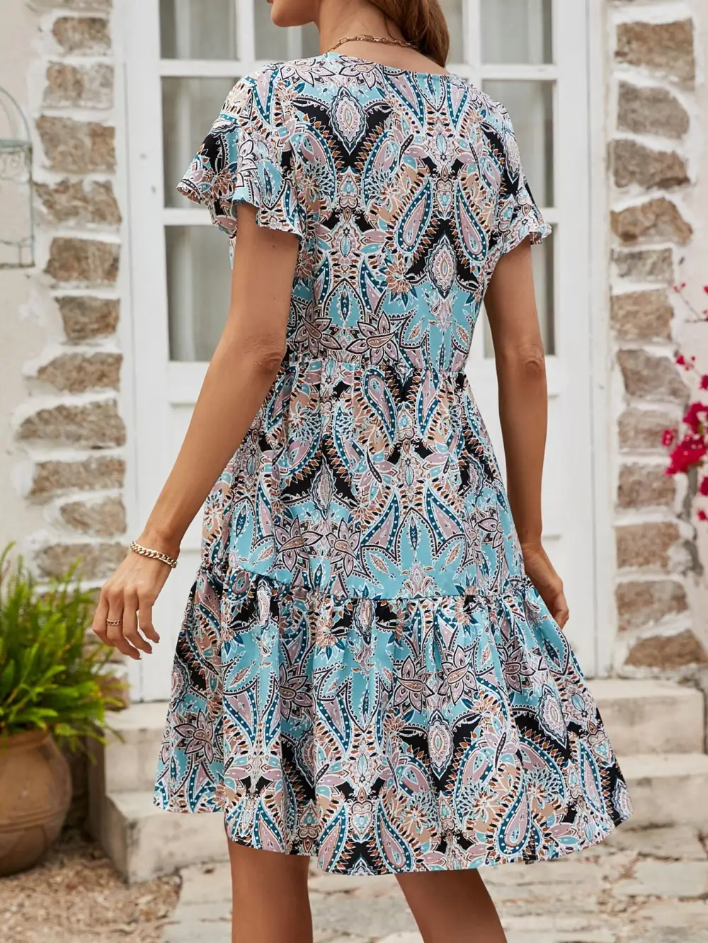 Everyday Tie Detail Tiered Dress