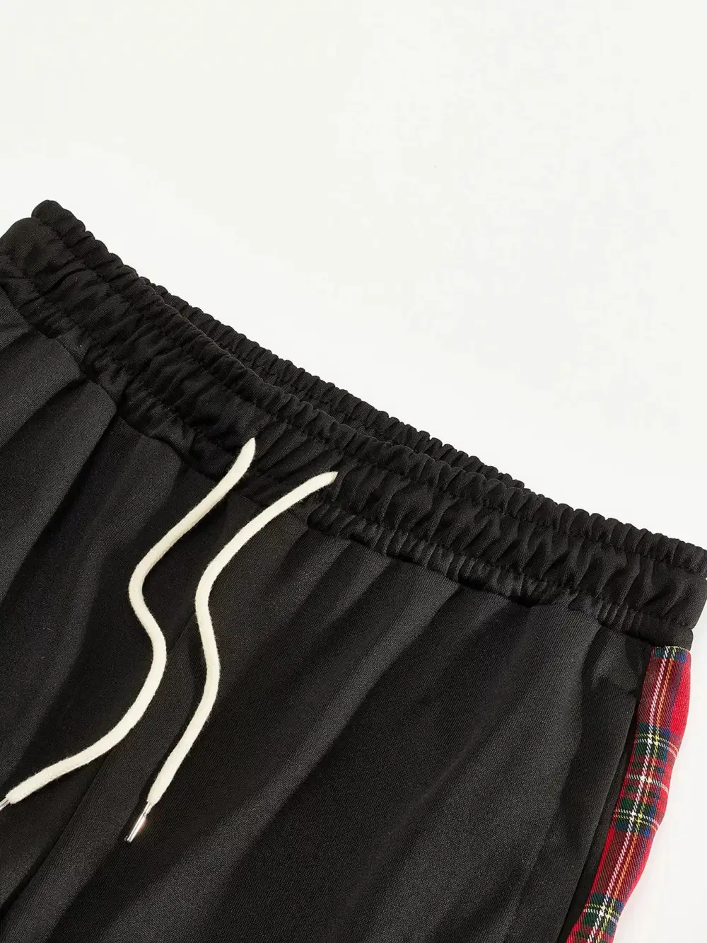 Men's Full Size Drawstring Plaid Side Stripe Pants