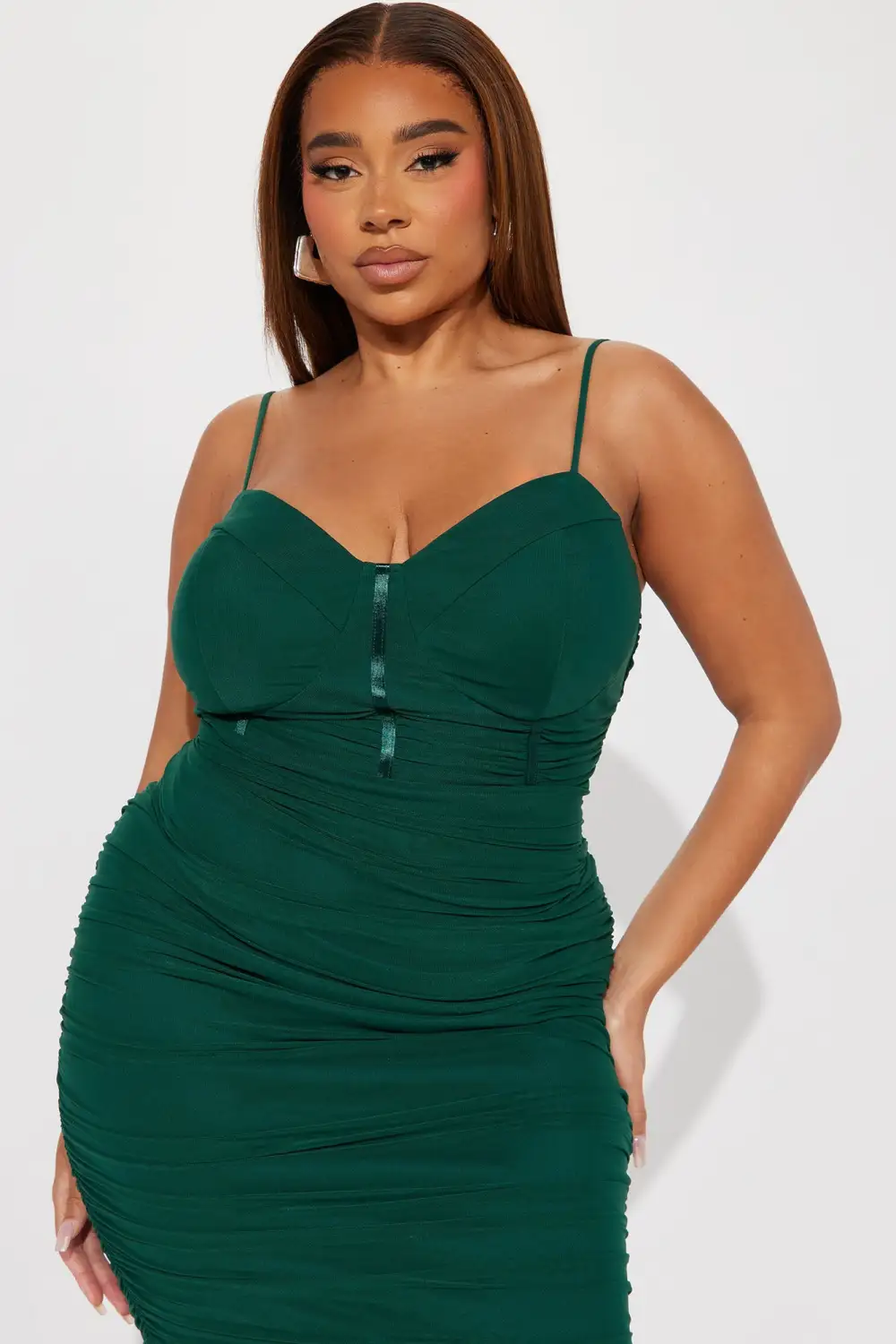 About Last Night Mesh Midi Dress - Hunter