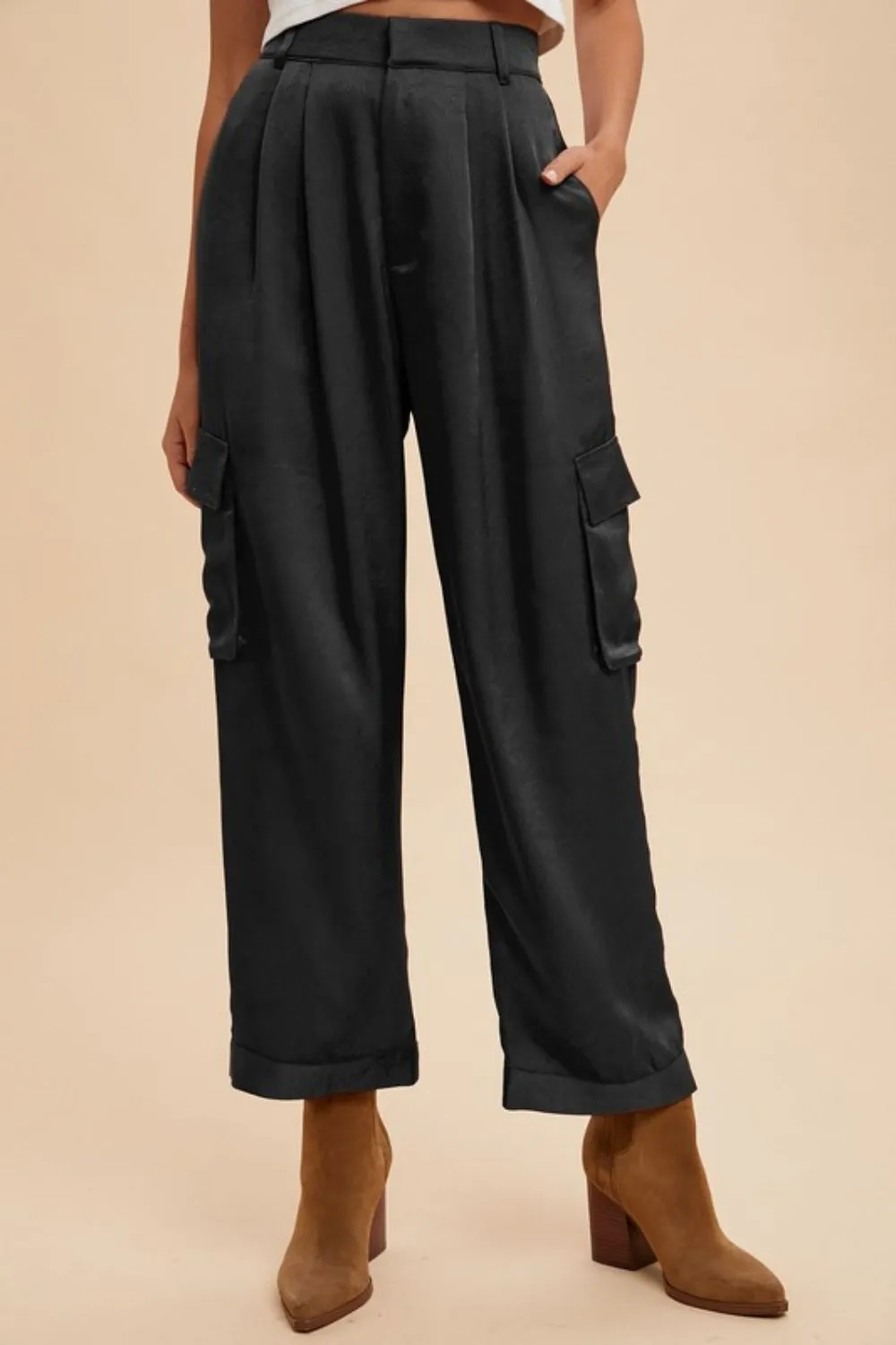 Wide Leg Satin Trousers