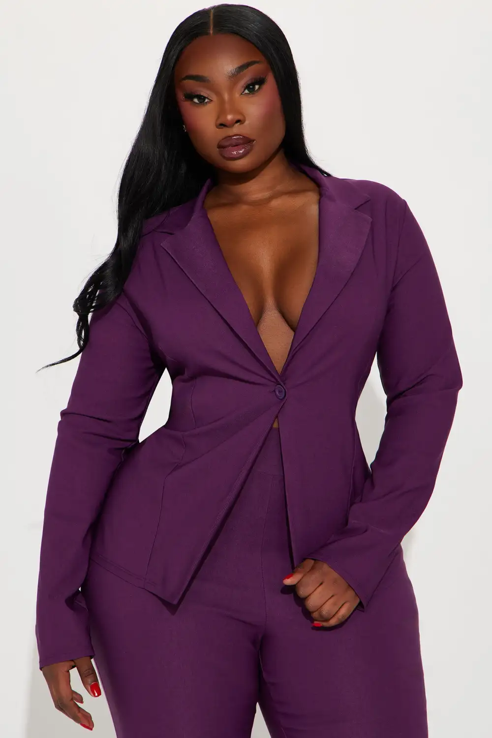 Krista Blazer Pant Set - Plum