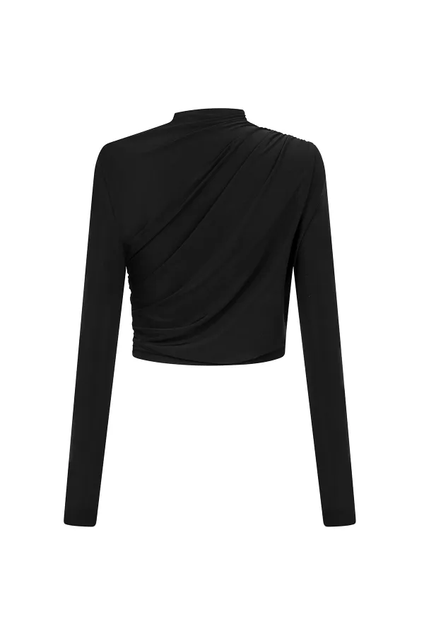 Long Sleeve Casual Top-Black