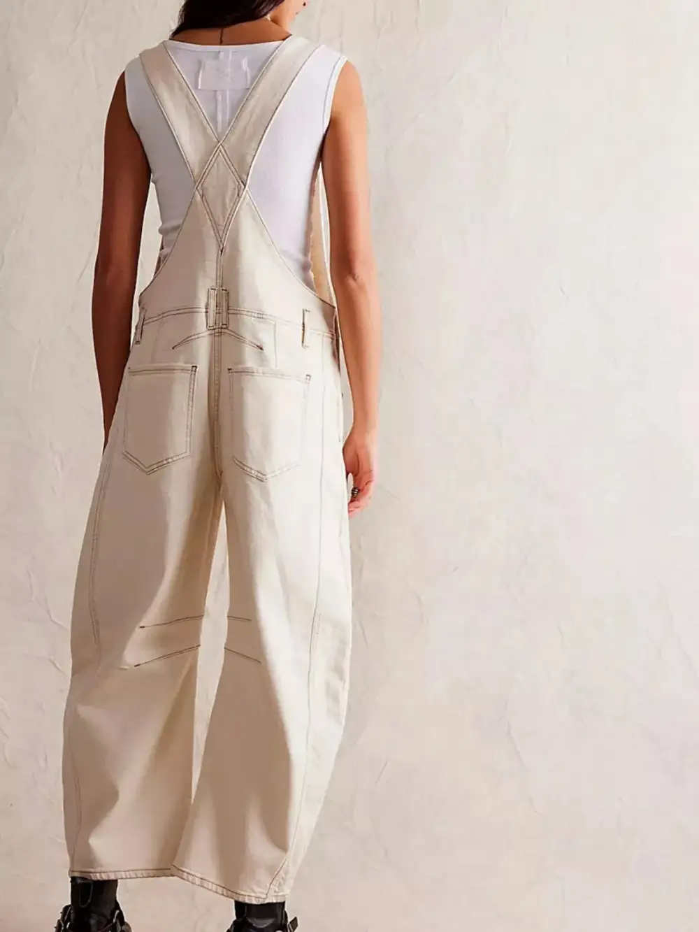 Soft Denim Wide Leg Overalls