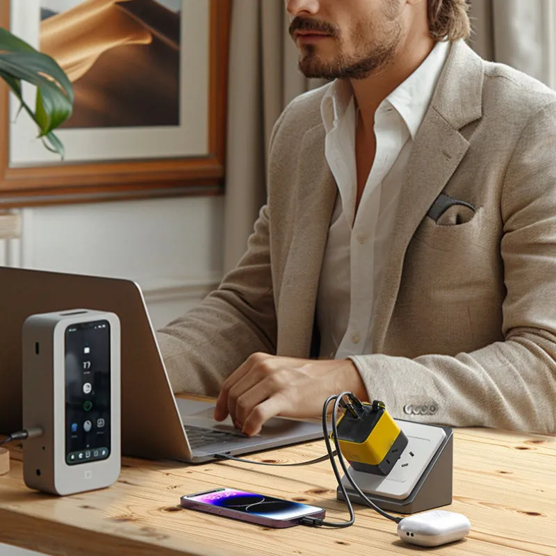 GaN Charger with Built-in Retractable Cable