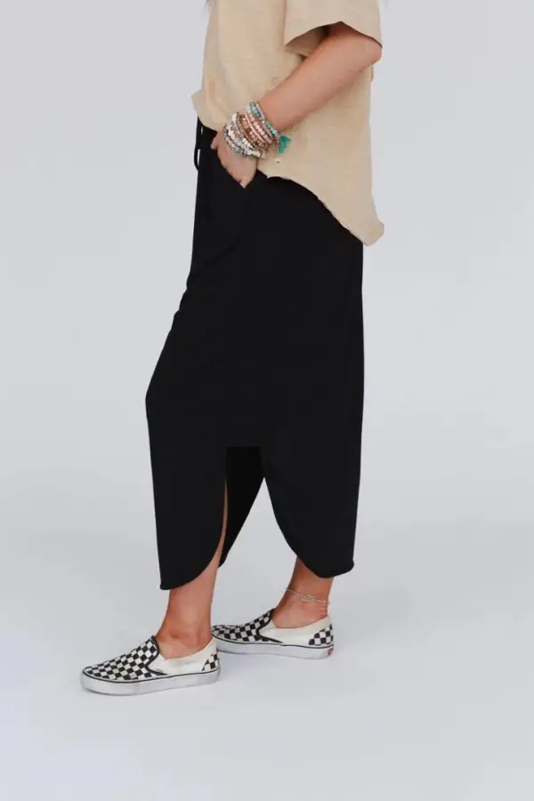 Roomy Drawstring Easy Waist Casual Skirt