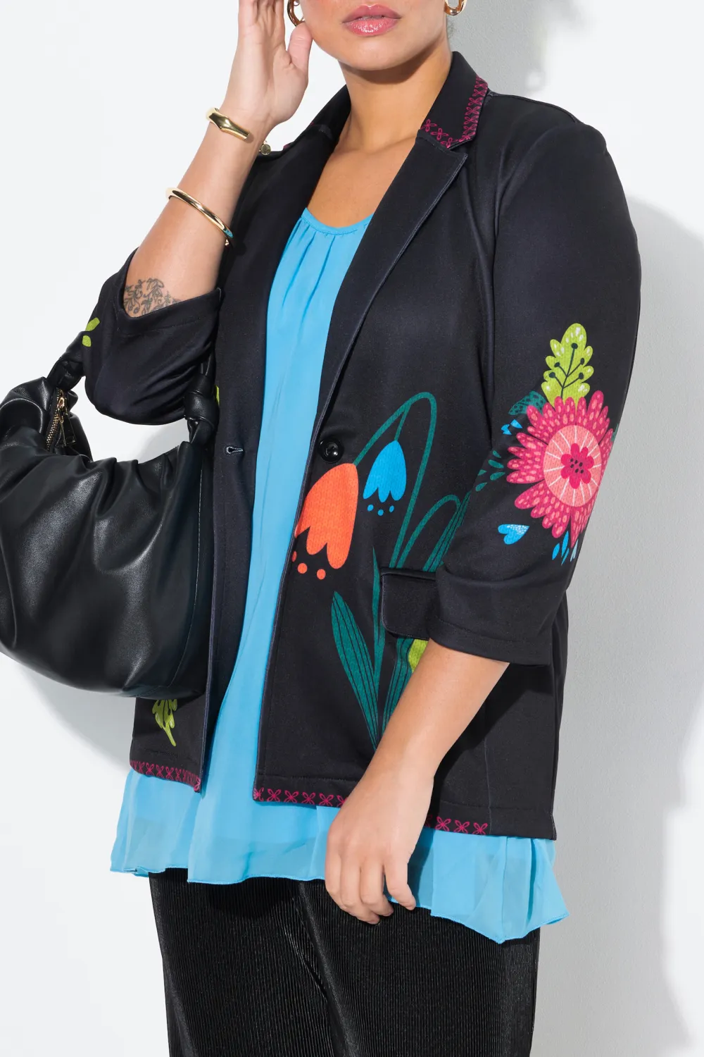 Color Blocking Printed Women's Top