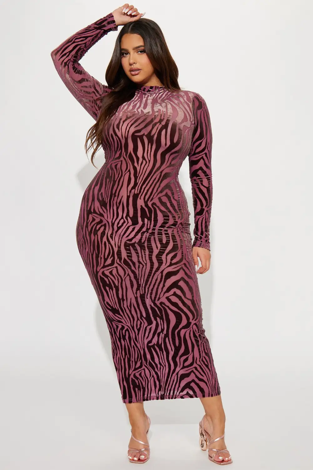 Running Wild Mesh Maxi Dress - Pink/combo