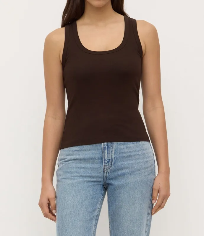 Ganache Ribbed Scoop-Neck Tank