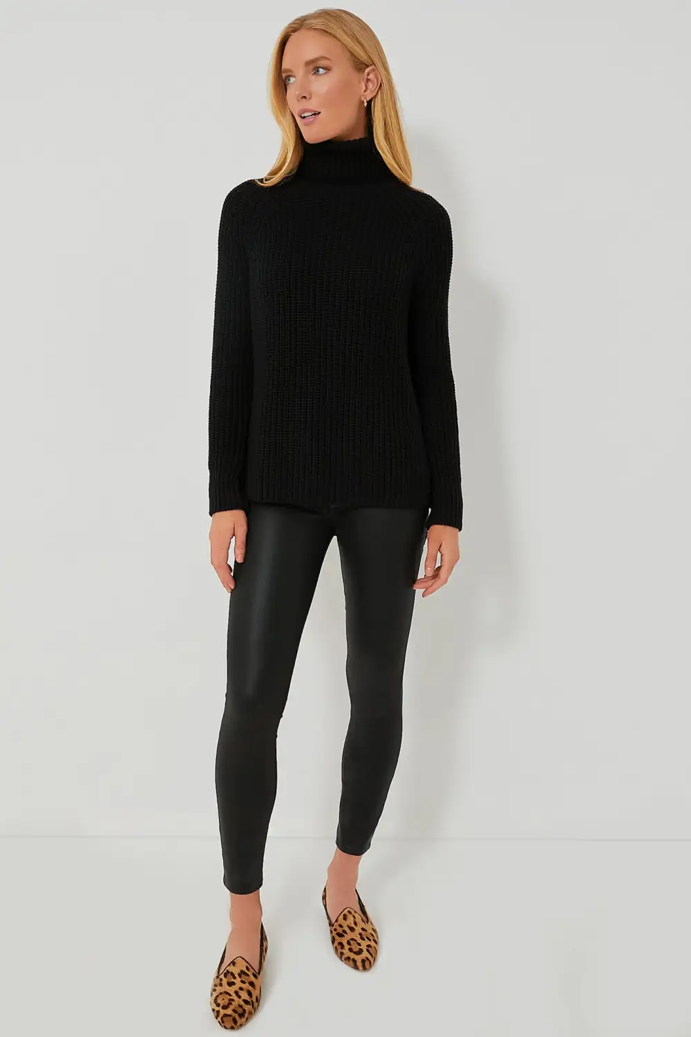 Black Shaker Turtleneck Sweater