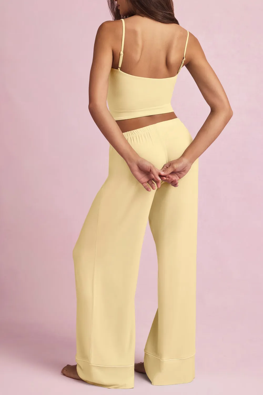 Relaxed Fit Elastic Waist Loose Trousers