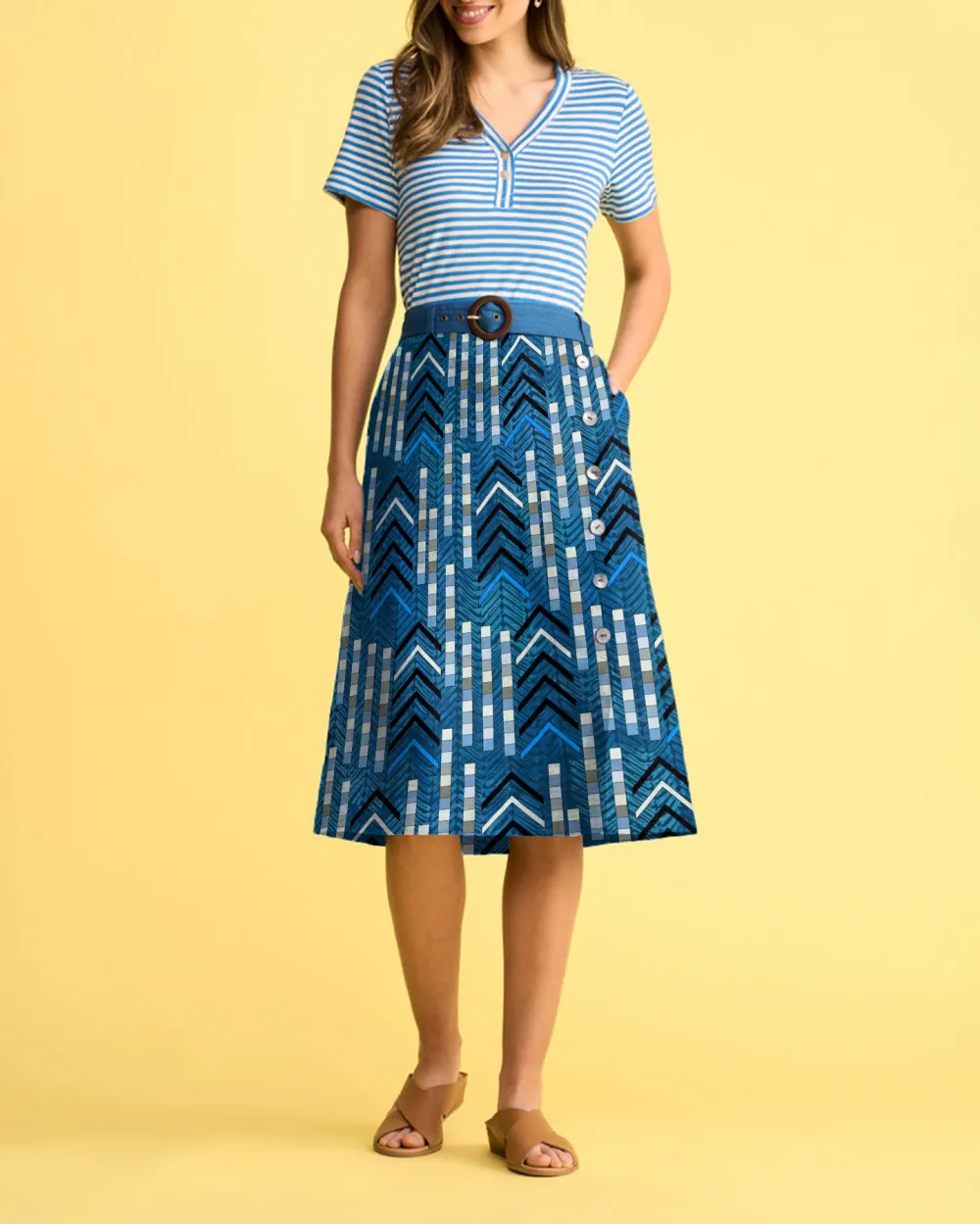 Belted Linen Skirt