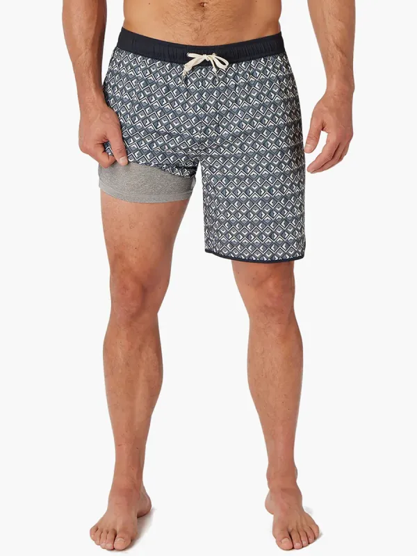 Men's Black Geo Beach Shorts