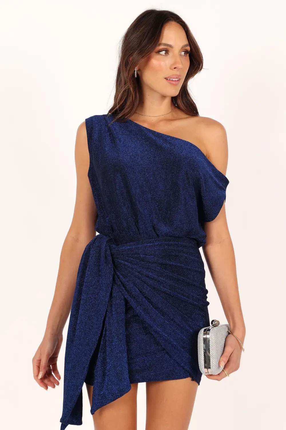 Santiago Off Shoulder Mini Dress - Midnight Blue