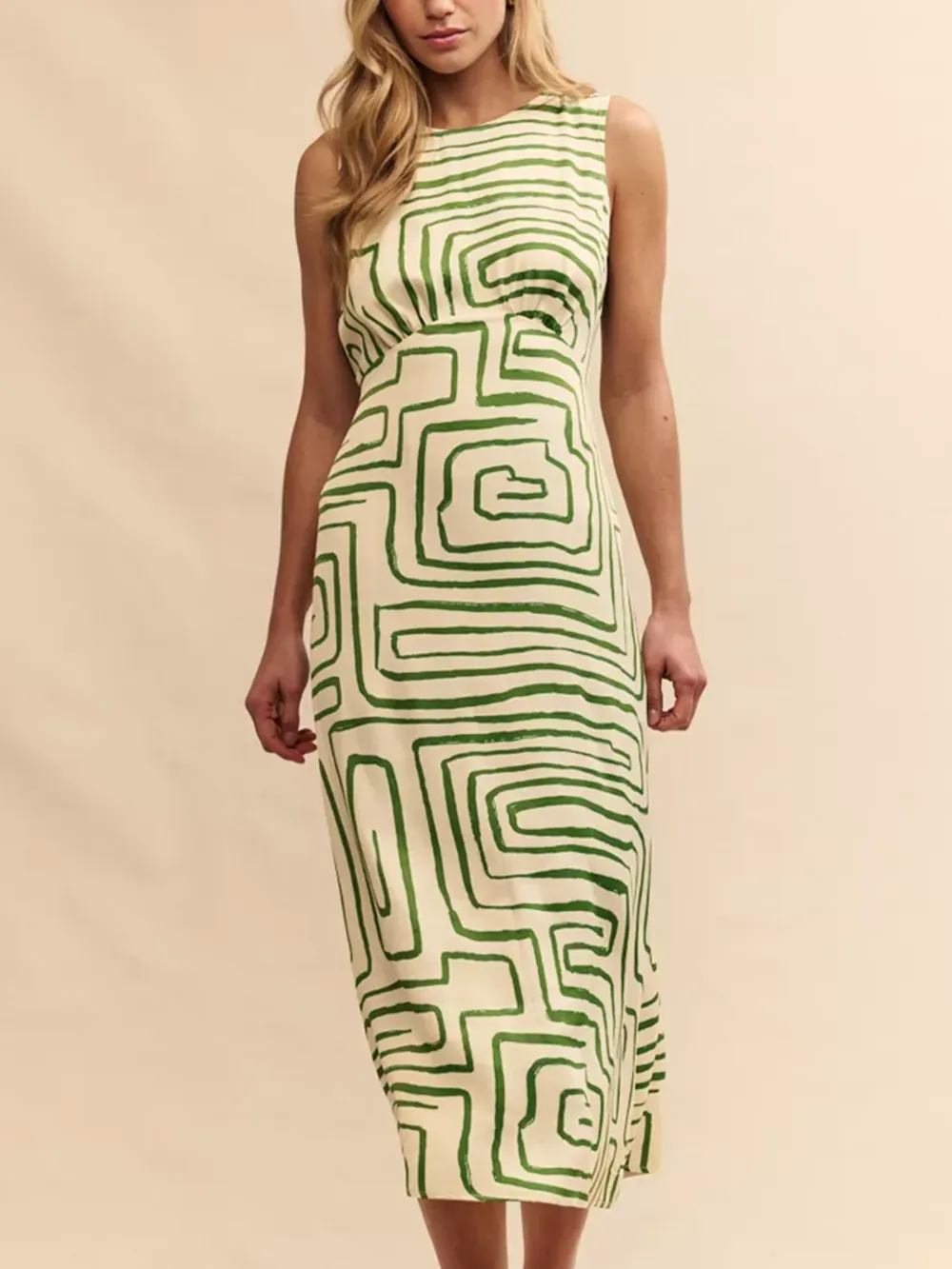 Devi Geometric Print Midi Sundress