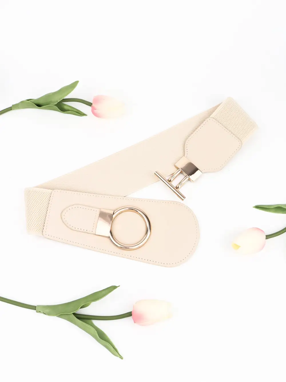 Wide Buckle Stretch Belt