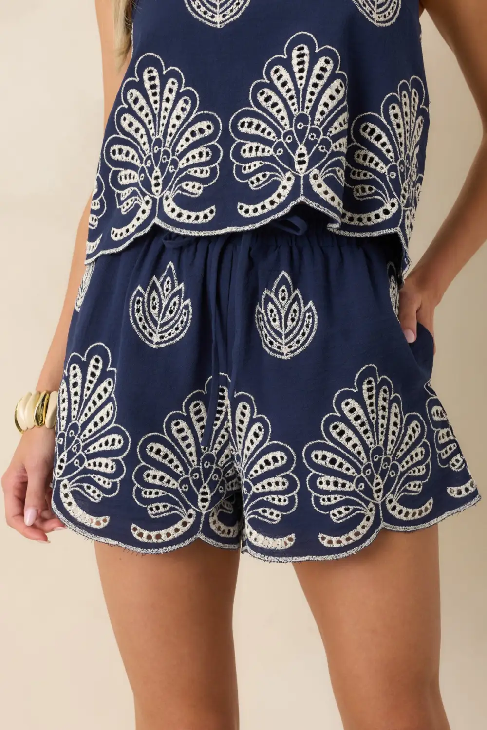 Cotton Embroidered Eyelet Shorts
