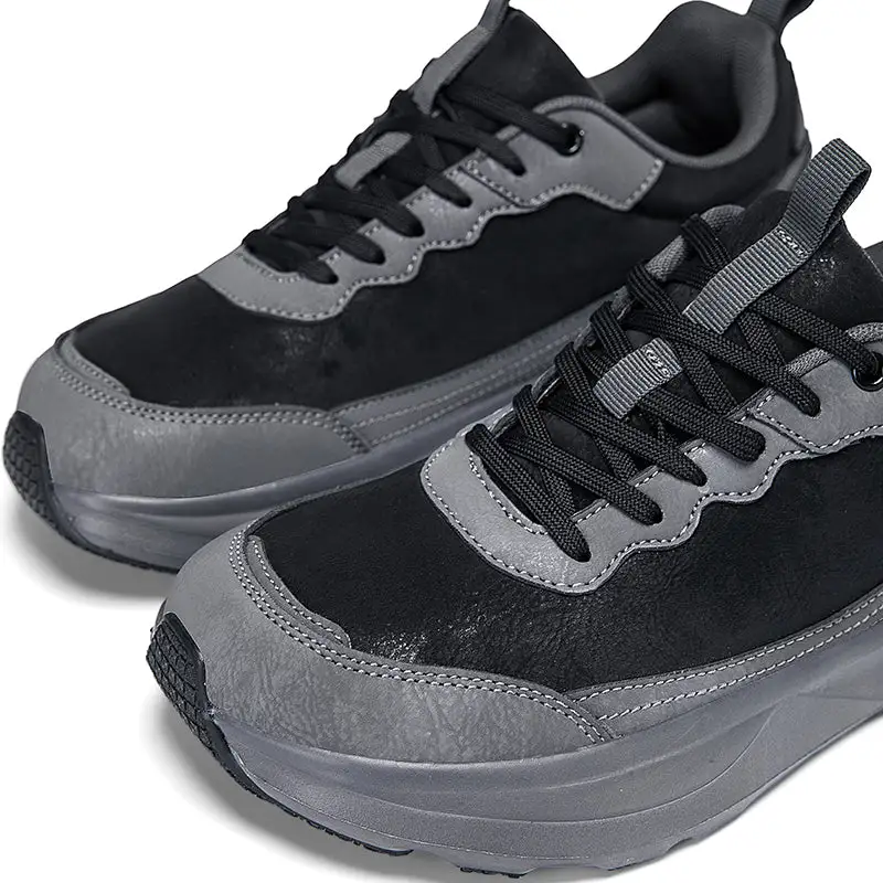 Men's Genuine Leather Walking Shoes - Lace-Up, Maximum Support, Wide Toe Box with Arch Support