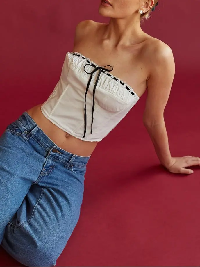 Strapless Contrast Corset Top