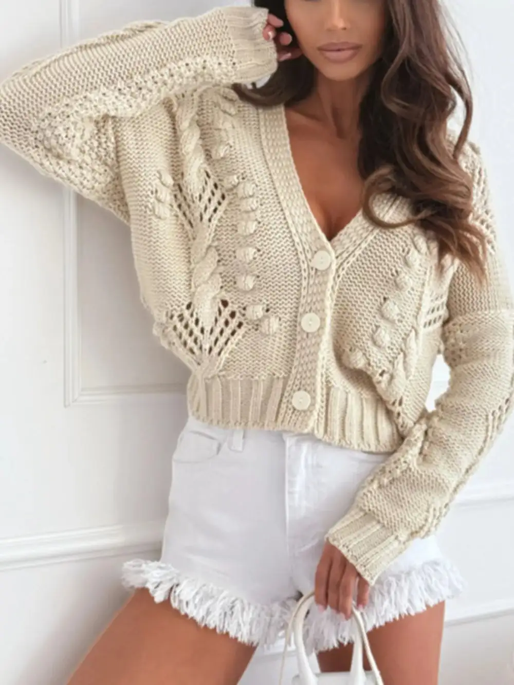 Button-Up V-Neck Cardigan