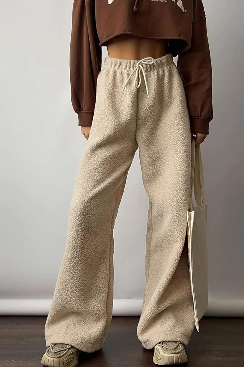 Boucle Plush Wide Leg Pants
