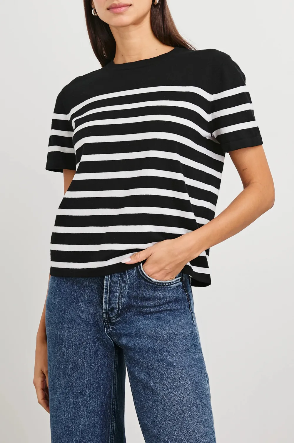 Pure Cotton Striped Printed Women's T-Shirt