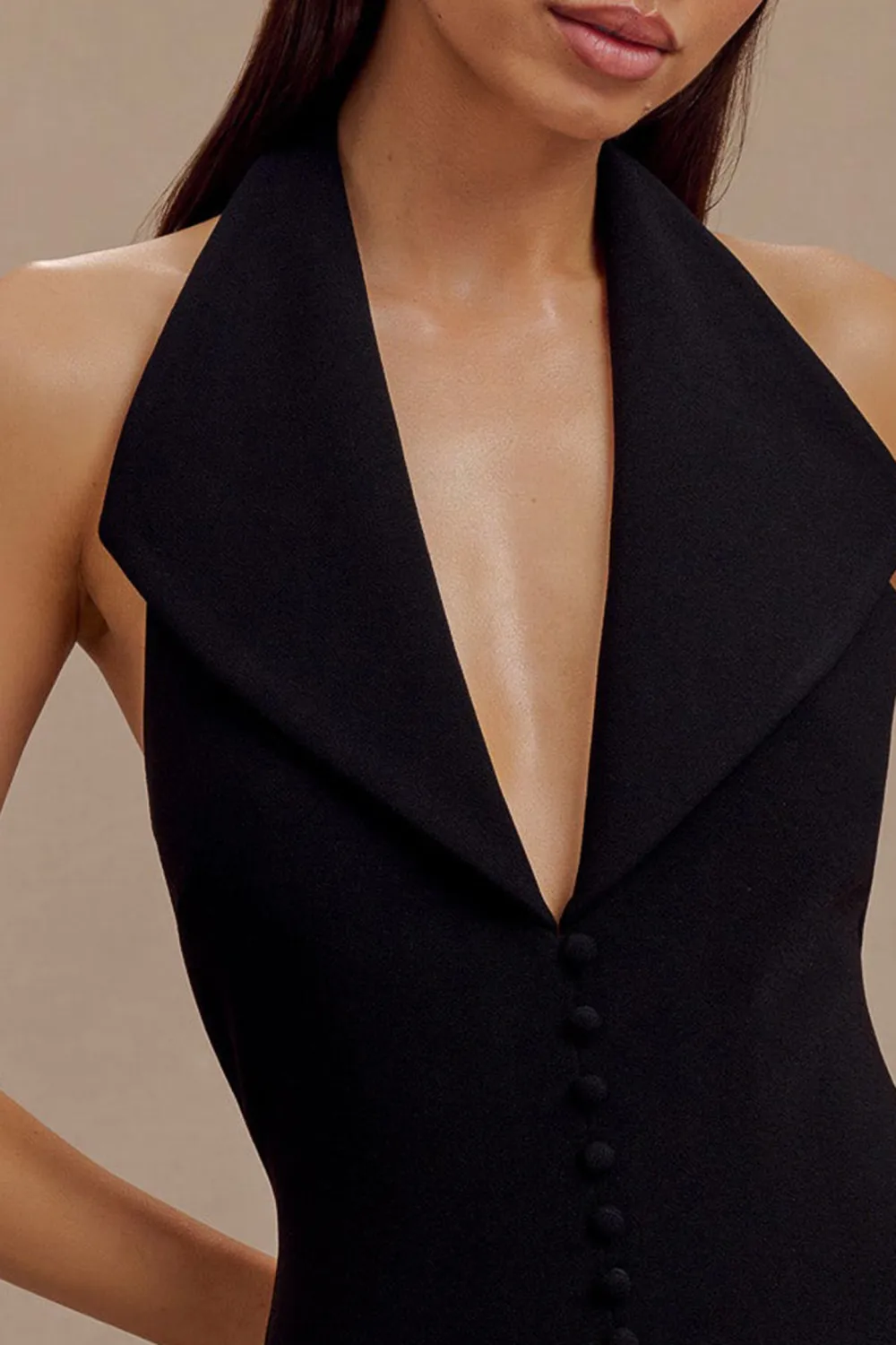 Crepe Halter Midi Dress