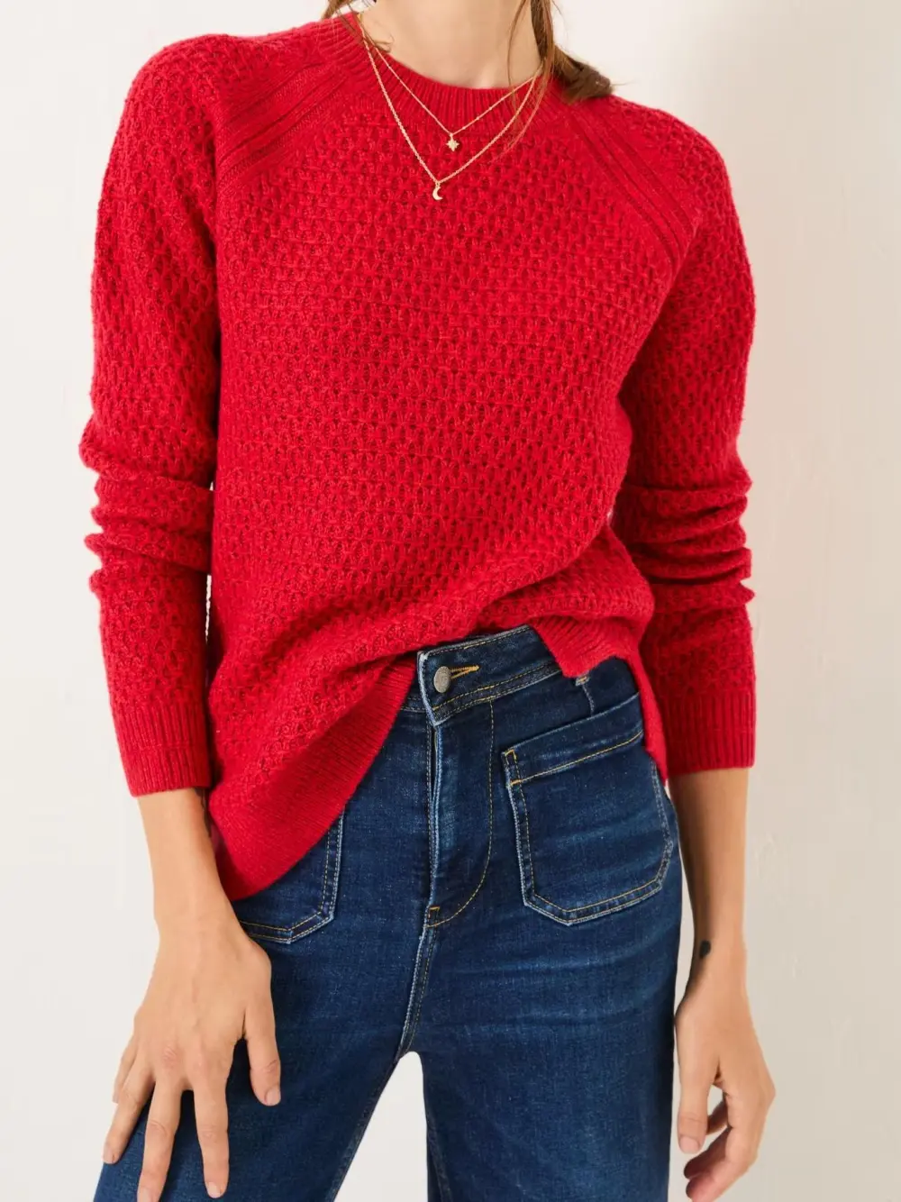 Ella Red Textured Jumper