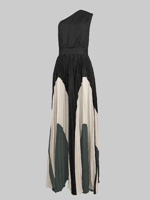 Pleated Printed Sleeveless Maxi Dress