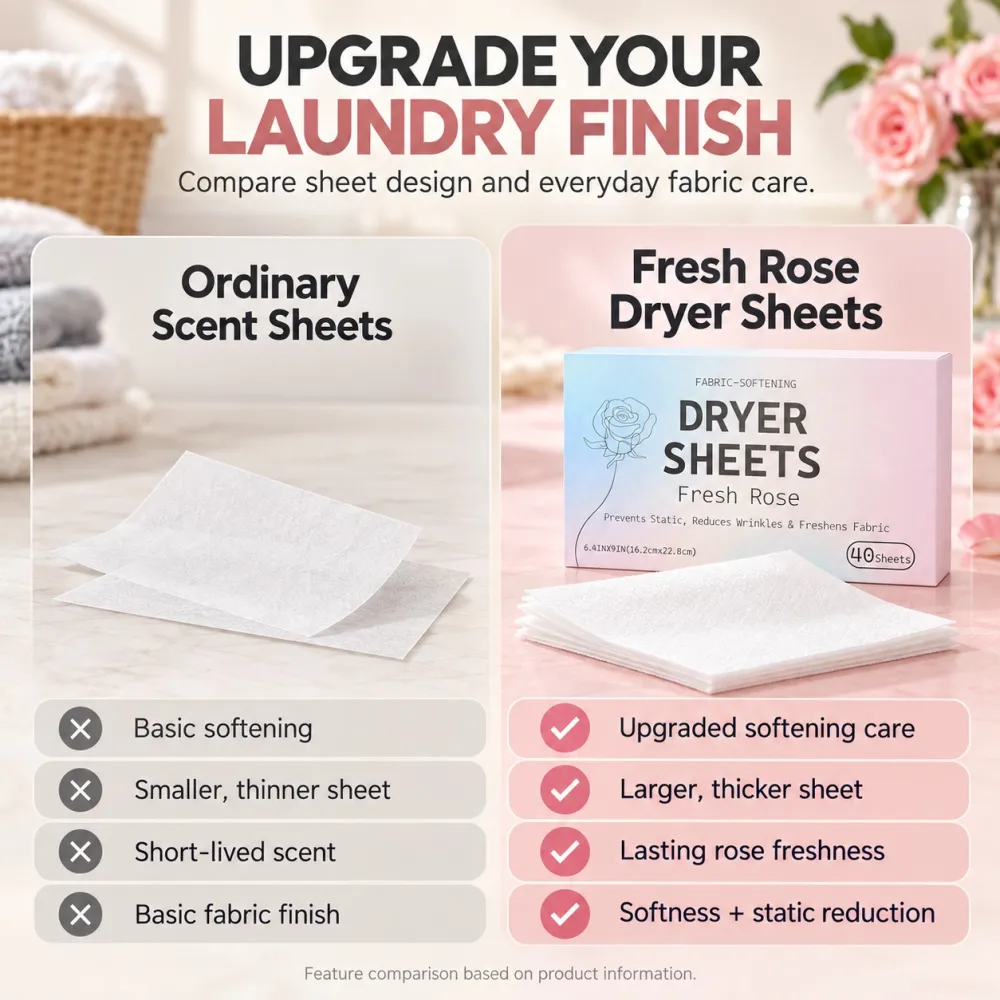 Fabric Softener Dryer Sheets, Long-Lasting Fragrance, Anti-Static, Wrinkle Release, Natural Scent, Laundry Freshener Sheets