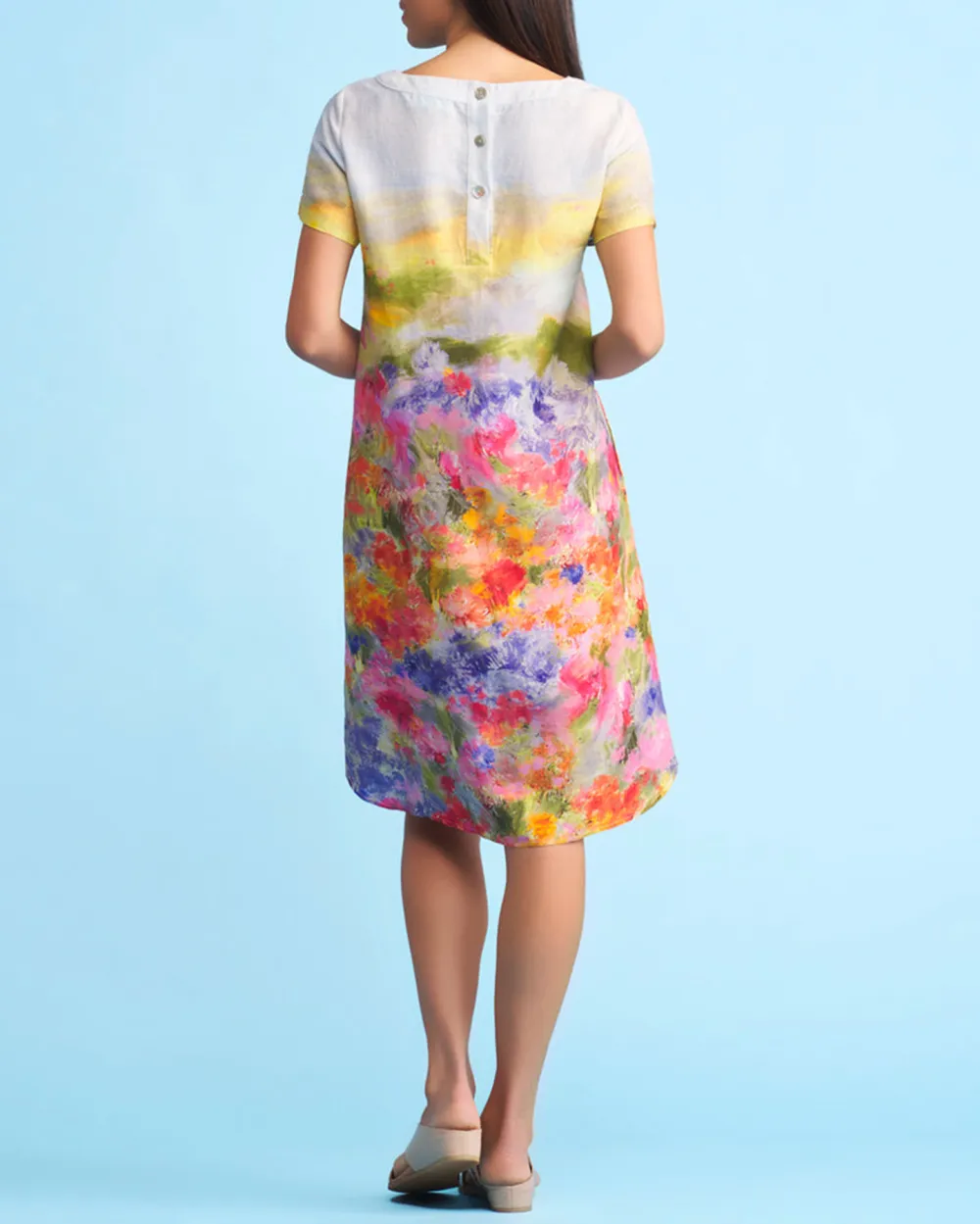 Short Sleeve Floral Print Shift Mini Dress