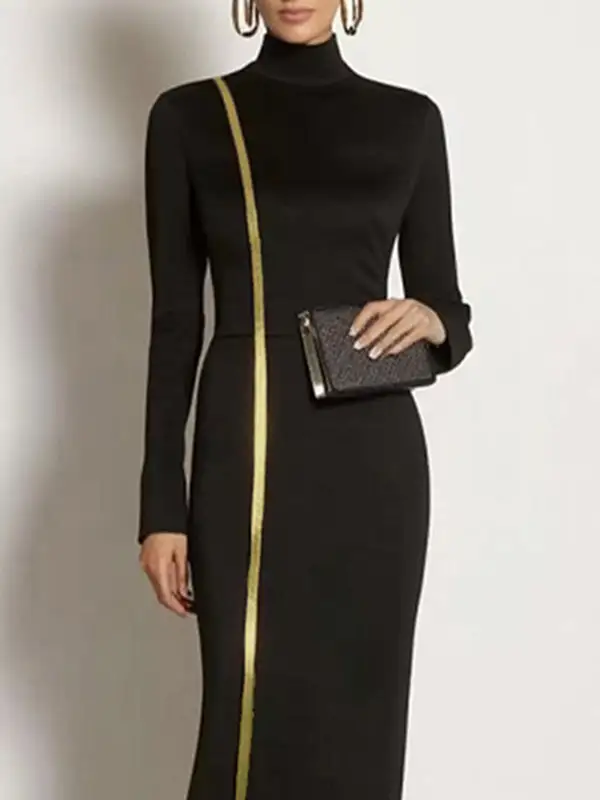 Asymmetric Long Neck Maxi Dress