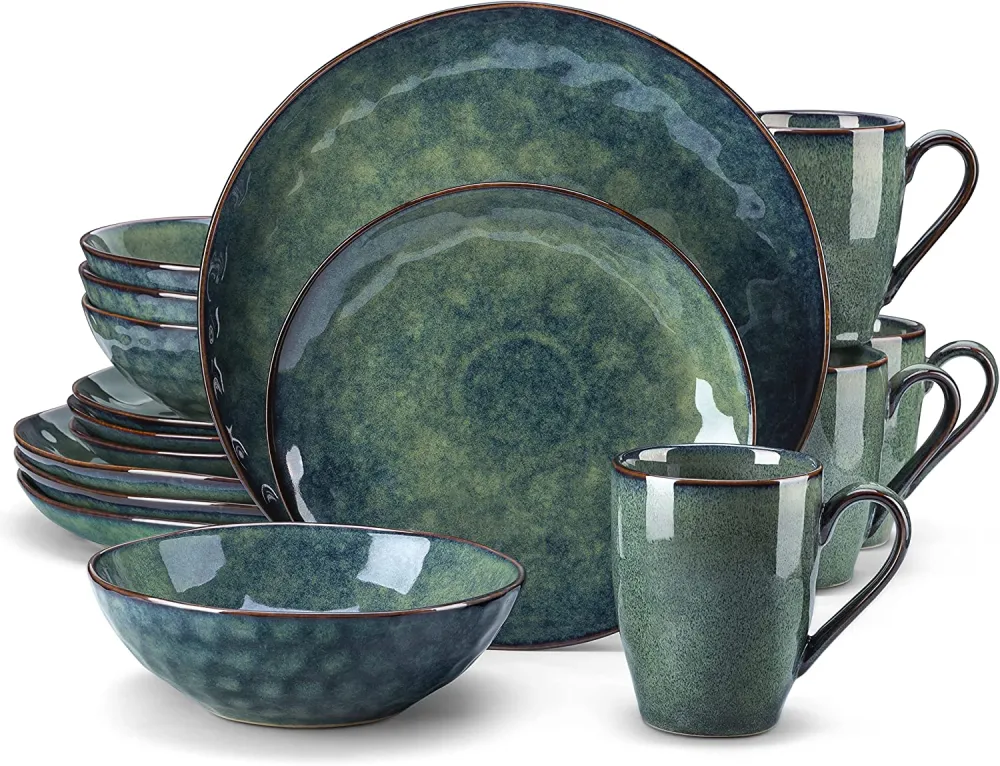 vancasso Dinnerware Set 32-Piece Dinner Service for 8 Service Dinnerware Tableware Set, Bubble Green