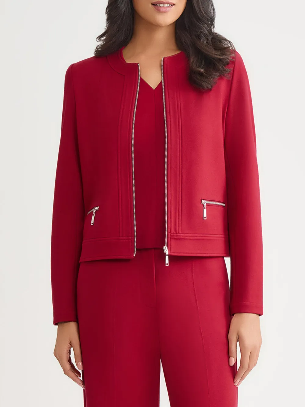 Round Neck Zipper Jacket
