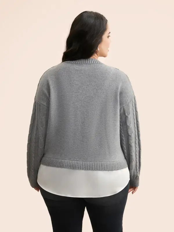 Supersoft Essentials Cable Knit Patchwork Pullover