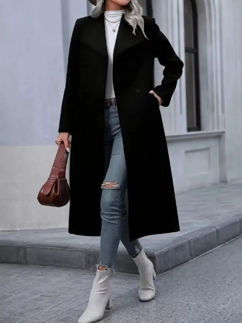 Double-breasted Longline Overcoat Jacket