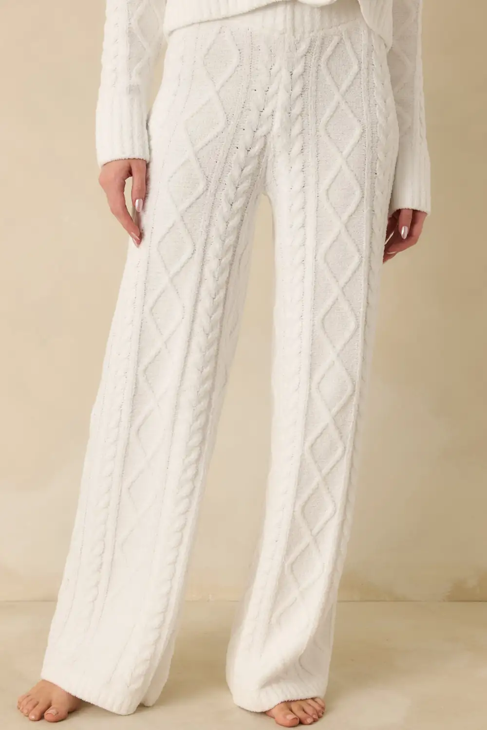 Cable Knit Wide Leg Pants
