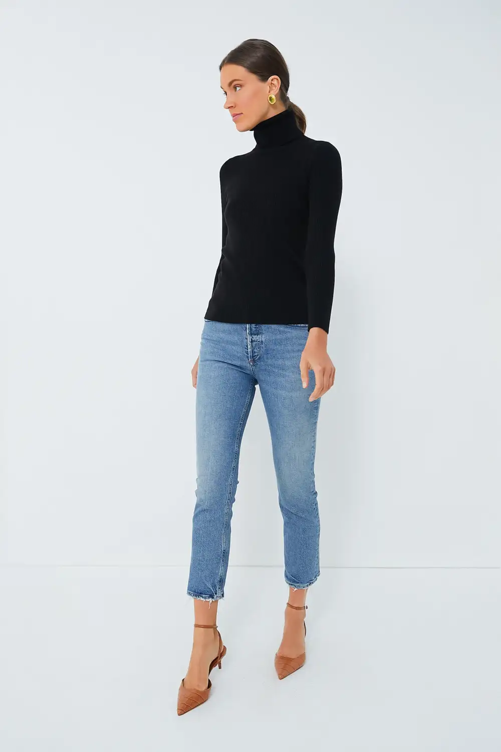 Black Arlo Ribbed Turtleneck