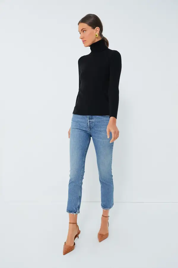 Black Arlo Ribbed Turtleneck