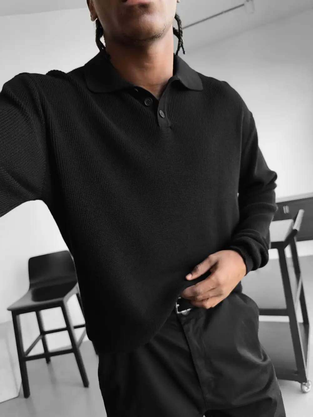 Modern Knit Polo Collar Sweater