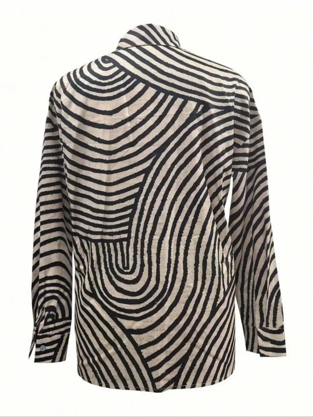 Striped Print Long Sleeve Button-Down Shirt