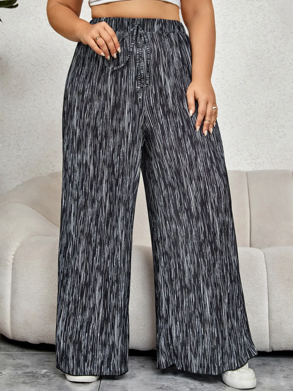 High Waist Wide Leg Pants Loose Thin Straight Tie Dye Trousers